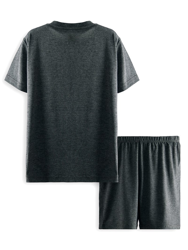 Denokids Dino Basic Boy Anthracite Pyjama Set - Image 4